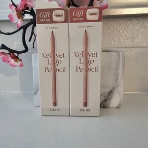 Clio Velvet Lip Pencil 03 Coffee Brown & 04 Tan Brown Lip Liner Bundle